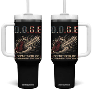 Chainsaw For Bureaucracy Tumbler With Handle Funny DOGE USA Flag TS02 One Size: 40 oz Black Print Your Wear