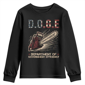 Chainsaw For Bureaucracy Youth Sweatshirt Funny DOGE USA Flag TS02 Black Print Your Wear