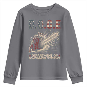 Chainsaw For Bureaucracy Youth Sweatshirt Funny DOGE USA Flag TS02 Charcoal Print Your Wear