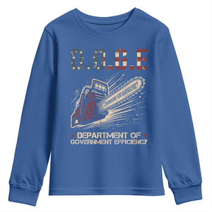 Chainsaw For Bureaucracy Youth Sweatshirt Funny DOGE USA Flag TS02 Royal Blue Print Your Wear