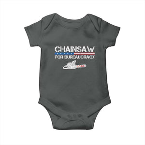 Chainsaw For Bureaucracy Baby Onesie DOGE Department Of Government TS02 Dark Heather Print Your Wear