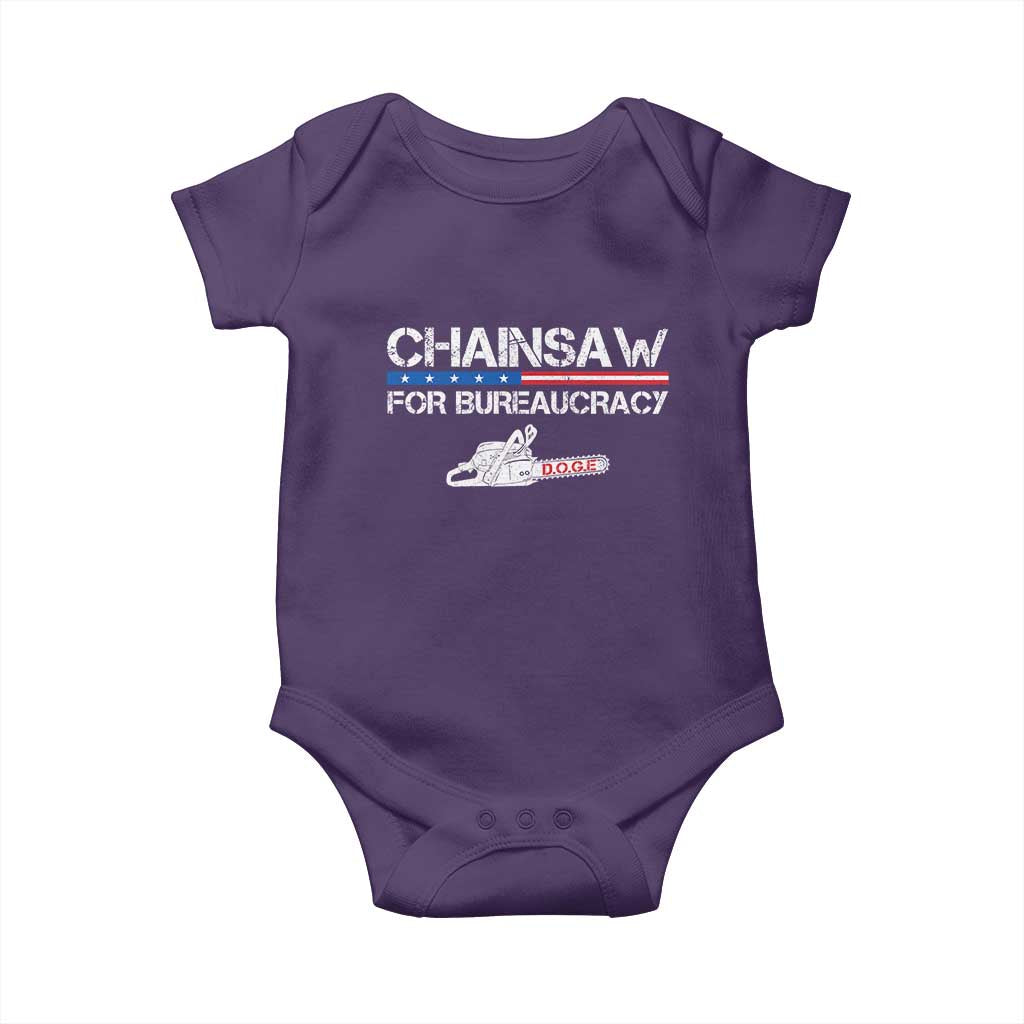 Chainsaw For Bureaucracy Baby Onesie DOGE Department Of Government TS02 Purple Print Your Wear