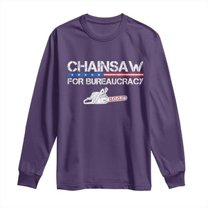 Chainsaw For Bureaucracy Long Sleeve Shirt DOGE Department Of Government TS02 Purple Print Your Wear