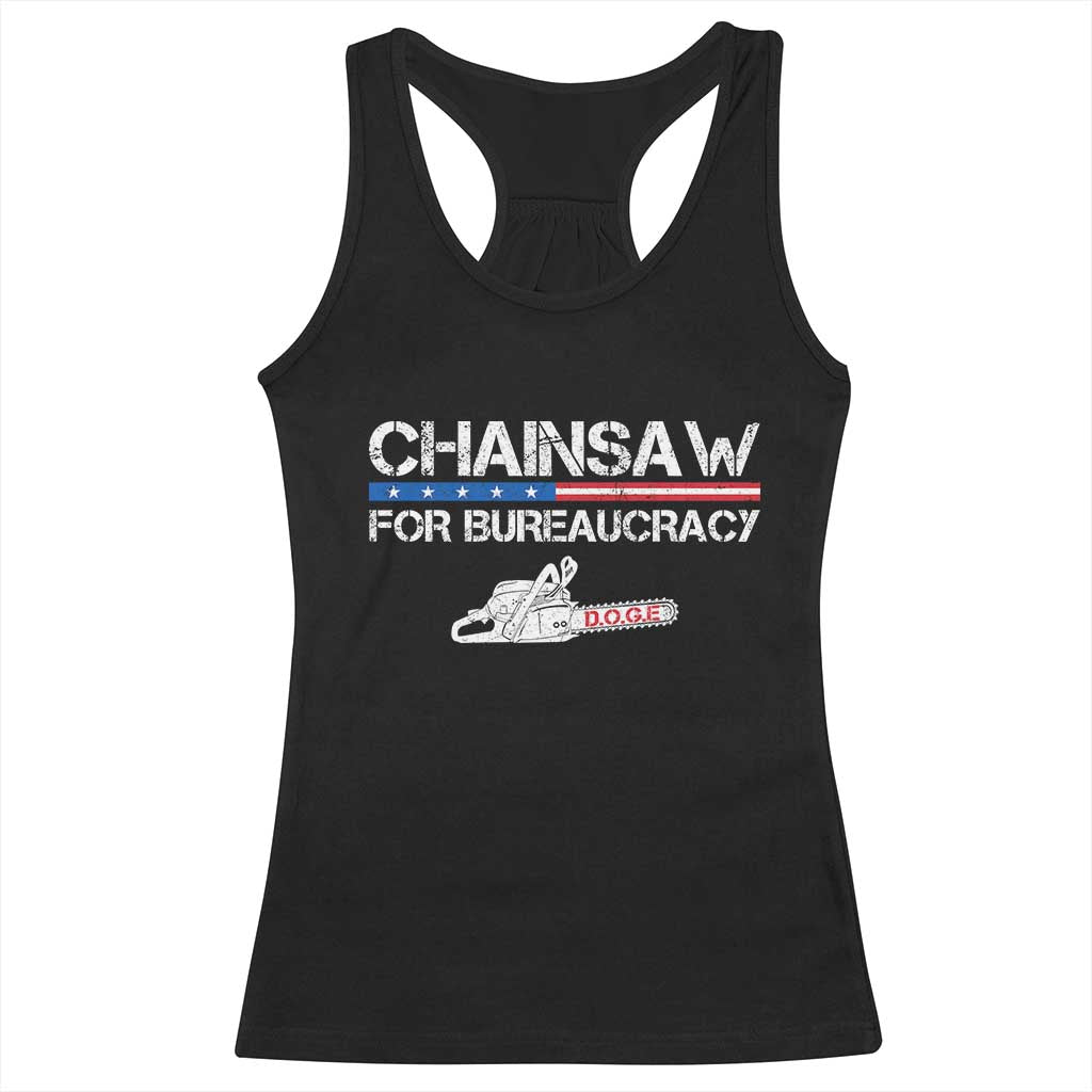 Chainsaw For Bureaucracy Racerback Tank Top DOGE Department Of Government TS02 Black Print Your Wear