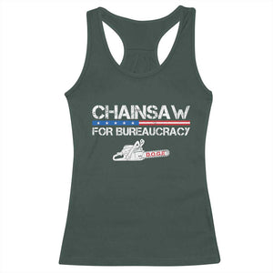 Chainsaw For Bureaucracy Racerback Tank Top DOGE Department Of Government TS02 Dark Forest Green Print Your Wear