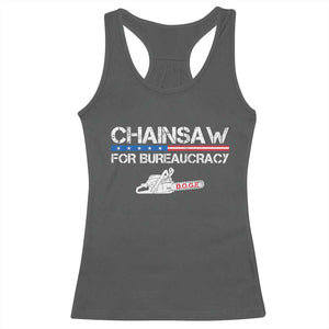 Chainsaw For Bureaucracy Racerback Tank Top DOGE Department Of Government TS02 Dark Heather Print Your Wear