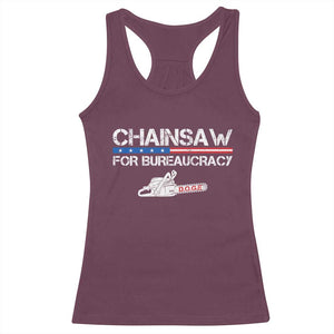 Chainsaw For Bureaucracy Racerback Tank Top DOGE Department Of Government TS02 Maroon Print Your Wear