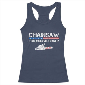 Chainsaw For Bureaucracy Racerback Tank Top DOGE Department Of Government TS02 Navy Print Your Wear