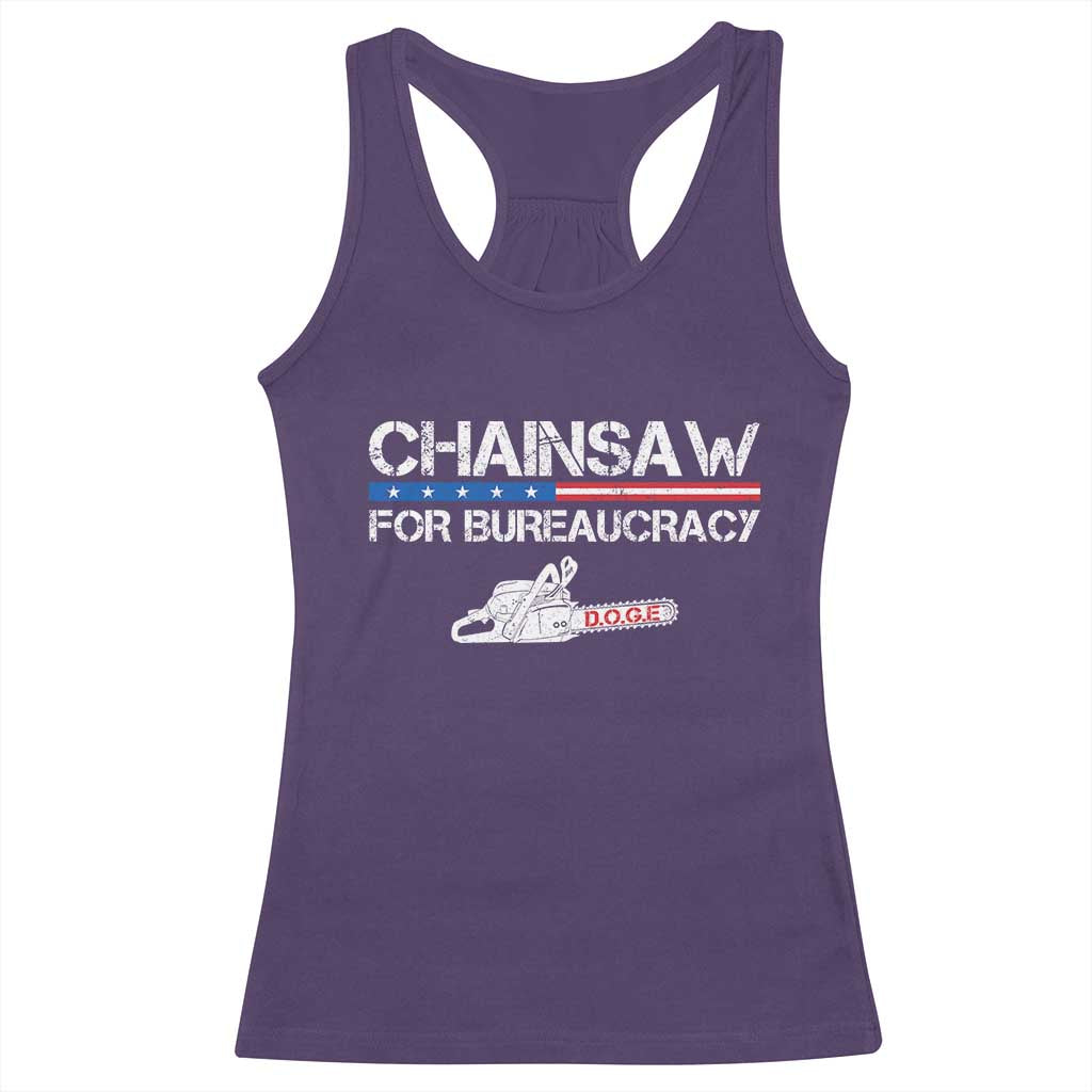 Chainsaw For Bureaucracy Racerback Tank Top DOGE Department Of Government TS02 Purple Print Your Wear