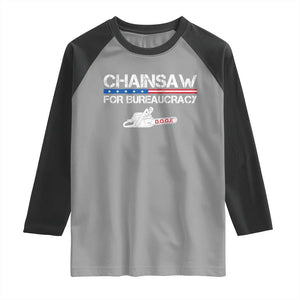 Chainsaw For Bureaucracy Raglan Shirt DOGE Department Of Government TS02 Sport Gray Black Print Your Wear