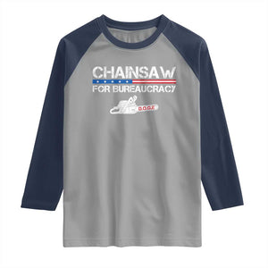 Chainsaw For Bureaucracy Raglan Shirt DOGE Department Of Government TS02 Sport Gray Navy Print Your Wear