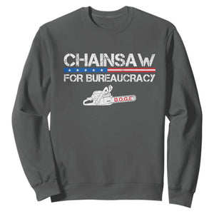 Chainsaw For Bureaucracy Sweatshirt DOGE Department Of Government TS02 Dark Heather Print Your Wear