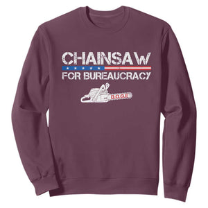 Chainsaw For Bureaucracy Sweatshirt DOGE Department Of Government TS02 Maroon Print Your Wear