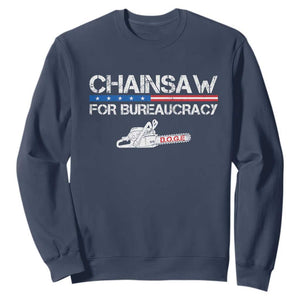 Chainsaw For Bureaucracy Sweatshirt DOGE Department Of Government TS02 Navy Print Your Wear