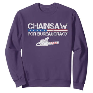 Chainsaw For Bureaucracy Sweatshirt DOGE Department Of Government TS02 Purple Print Your Wear