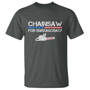 Chainsaw For Bureaucracy T Shirt DOGE Department Of Government TS02 Dark Heather Print Your Wear