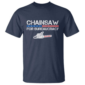 Chainsaw For Bureaucracy T Shirt DOGE Department Of Government TS02 Navy Print Your Wear