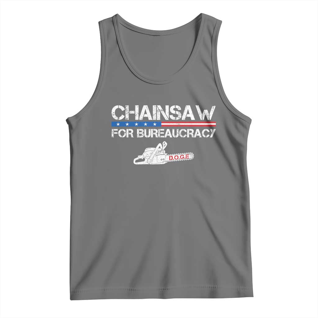 Chainsaw For Bureaucracy Tank Top DOGE Department Of Government TS02 Black Heather Print Your Wear