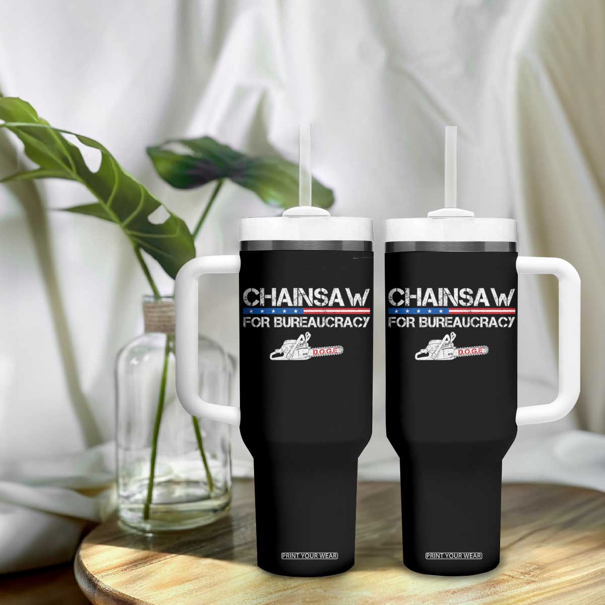Chainsaw For Bureaucracy Tumbler With Handle DOGE Department Of Government TS02 Print Your Wear