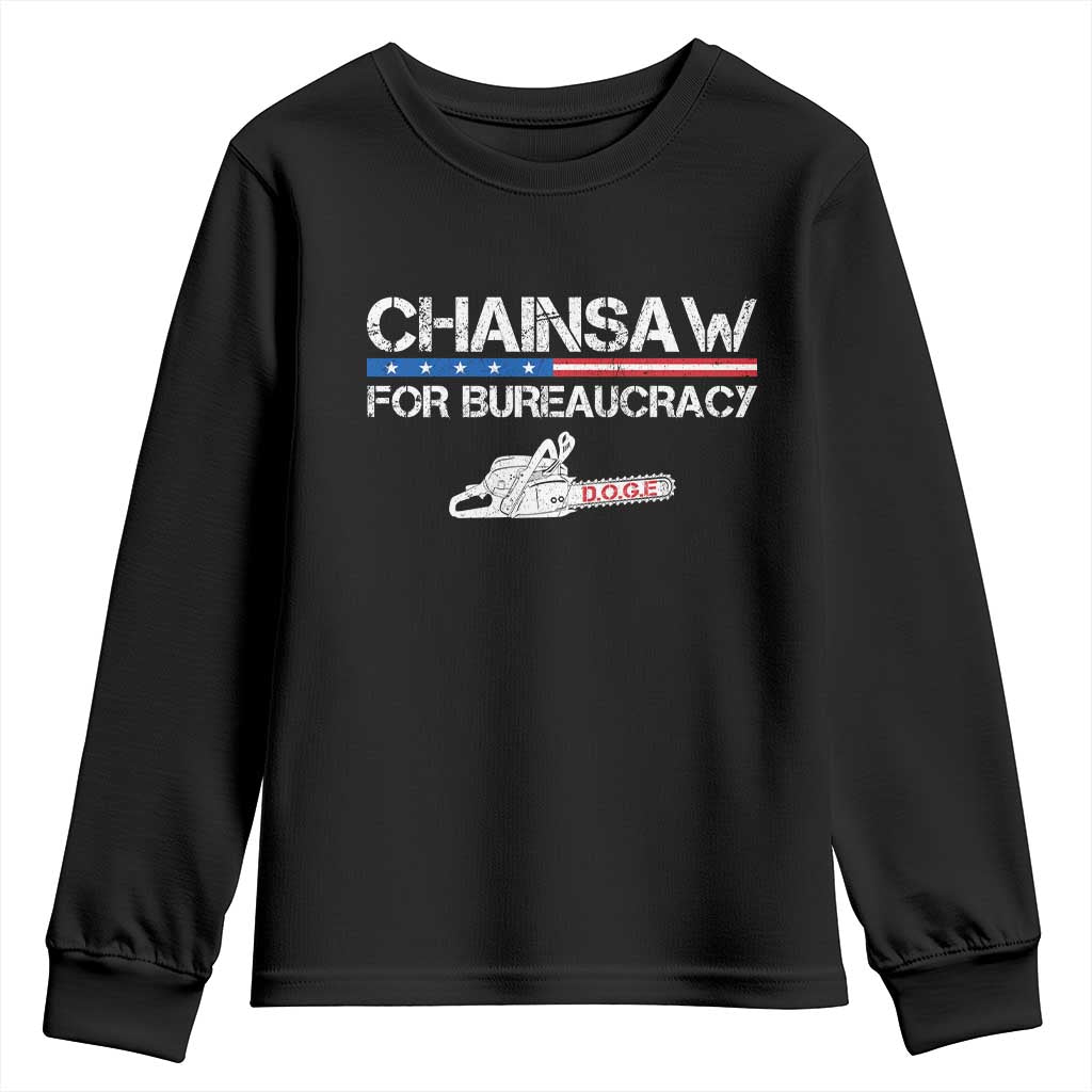 Chainsaw For Bureaucracy Youth Sweatshirt DOGE Department Of Government TS02 Black Print Your Wear
