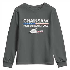 Chainsaw For Bureaucracy Youth Sweatshirt DOGE Department Of Government TS02 Dark Heather Print Your Wear