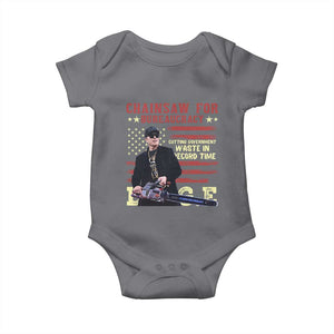 Chainsaw For Bureaucracy Baby Onesie Cutting Government Waste In Record Time DOGE TS02 Charcoal Print Your Wear