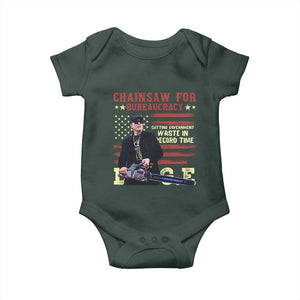Chainsaw For Bureaucracy Baby Onesie Cutting Government Waste In Record Time DOGE TS02 Dark Forest Green Print Your Wear