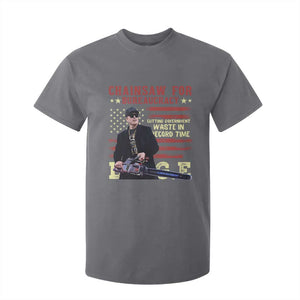 Chainsaw For Bureaucracy T Shirt For Kid Cutting Government Waste In Record Time DOGE TS02 Charcoal Print Your Wear