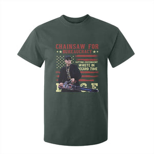 Chainsaw For Bureaucracy T Shirt For Kid Cutting Government Waste In Record Time DOGE TS02 Dark Forest Green Print Your Wear