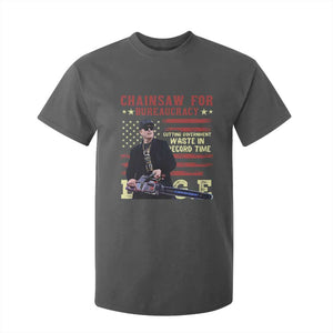 Chainsaw For Bureaucracy T Shirt For Kid Cutting Government Waste In Record Time DOGE TS02 Dark Heather Print Your Wear
