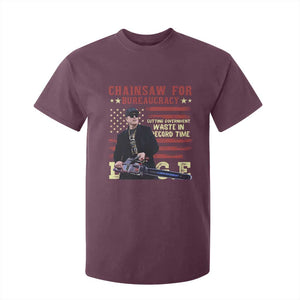 Chainsaw For Bureaucracy T Shirt For Kid Cutting Government Waste In Record Time DOGE TS02 Maroon Print Your Wear