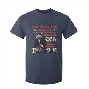 Chainsaw For Bureaucracy T Shirt For Kid Cutting Government Waste In Record Time DOGE TS02 Navy Print Your Wear