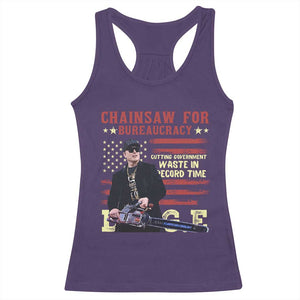 Chainsaw For Bureaucracy Racerback Tank Top Cutting Government Waste In Record Time DOGE TS02 Purple Print Your Wear