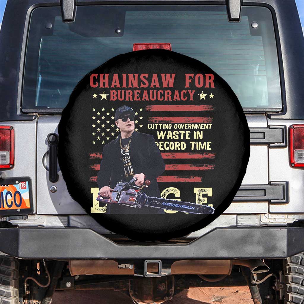 Chainsaw For Bureaucracy Spare Tire Cover Cutting Government Waste In Record Time DOGE TS02 No hole Black Print Your Wear