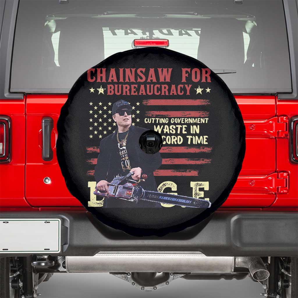 Chainsaw For Bureaucracy Spare Tire Cover Cutting Government Waste In Record Time DOGE TS02 Black Print Your Wear