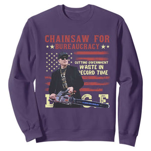 Chainsaw For Bureaucracy Sweatshirt Cutting Government Waste In Record Time DOGE TS02 Purple Print Your Wear