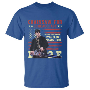 Chainsaw For Bureaucracy T Shirt Cutting Government Waste In Record Time DOGE TS02 Royal Blue Print Your Wear