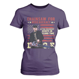 Chainsaw For Bureaucracy T Shirt For Women Cutting Government Waste In Record Time DOGE TS02 Purple Print Your Wear