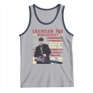 Chainsaw For Bureaucracy Tank Top Cutting Government Waste In Record Time DOGE TS02 Athletic Heather Navy Print Your Wear