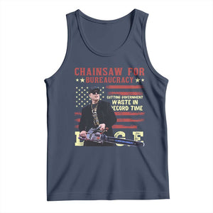 Chainsaw For Bureaucracy Tank Top Cutting Government Waste In Record Time DOGE TS02 Navy Print Your Wear