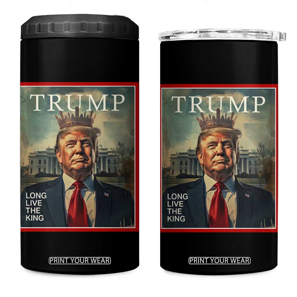 Trump 2025 4 in 1 Can Cooler Tumbler Long Live The King Patriotic Graphic TS02 One Size: 16 oz Black Print Your Wear