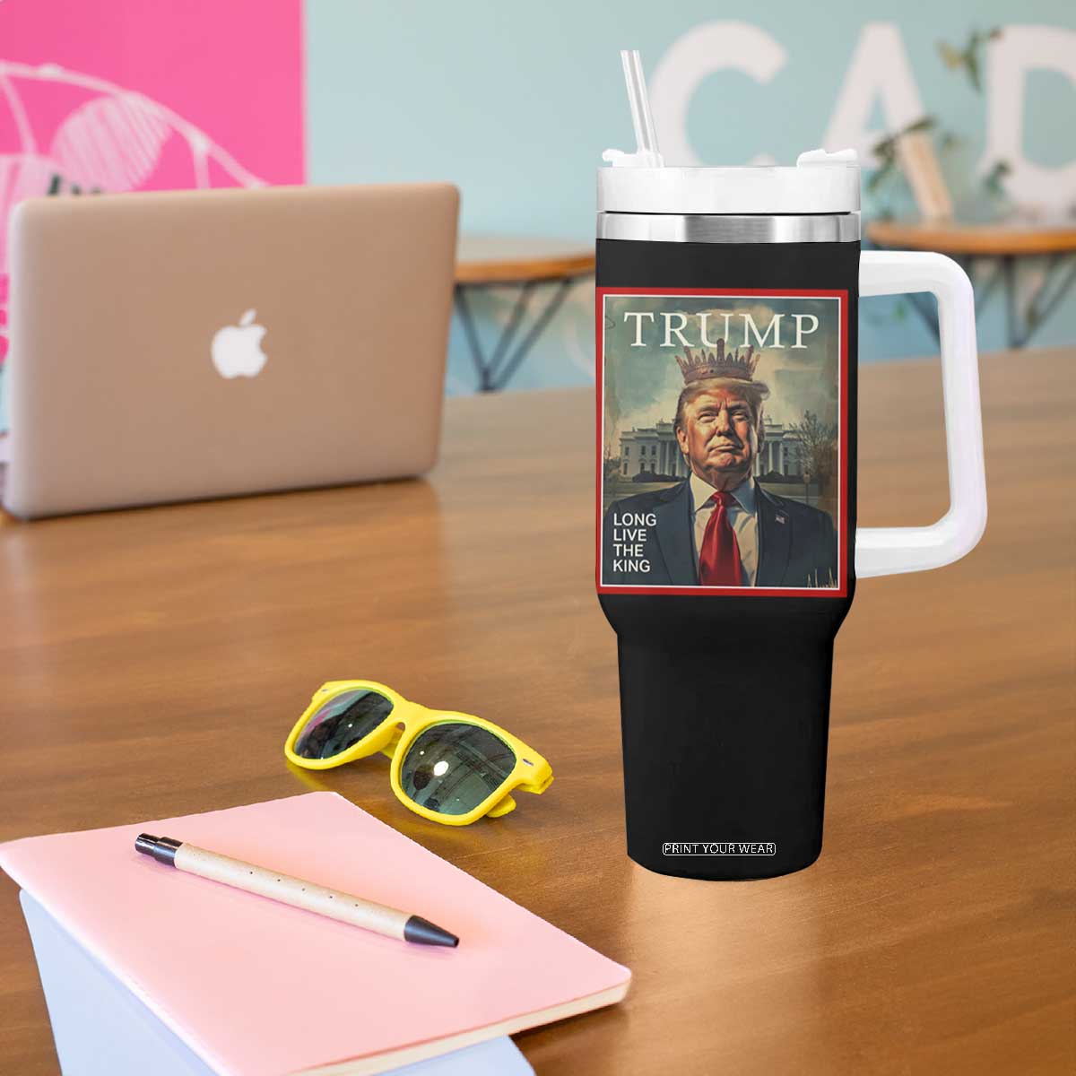 Trump 2025 Tumbler With Handle Long Live The King Patriotic Graphic TS02 Print Your Wear