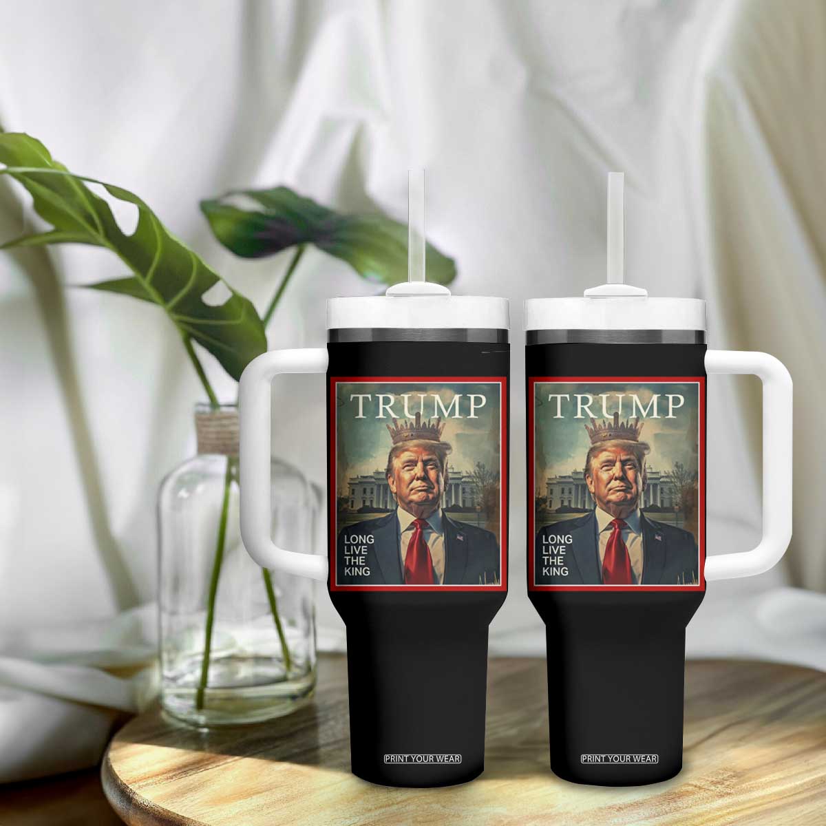Trump 2025 Tumbler With Handle Long Live The King Patriotic Graphic TS02 Print Your Wear