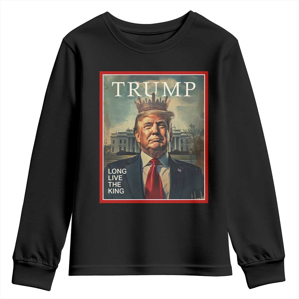 Trump 2025 Youth Sweatshirt Long Live The King Patriotic Graphic TS02 Black Print Your Wear