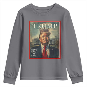 Trump 2025 Youth Sweatshirt Long Live The King Patriotic Graphic TS02 Charcoal Print Your Wear
