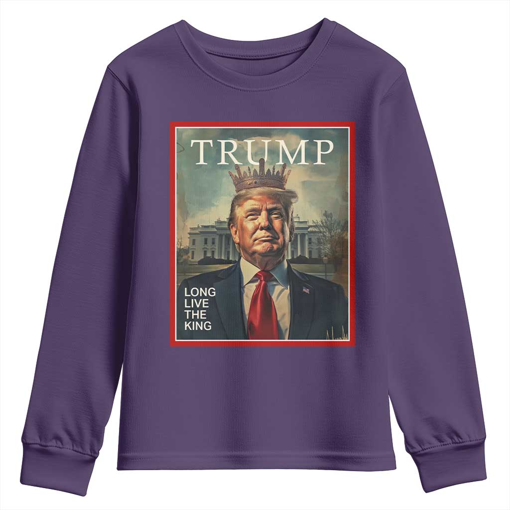 Trump 2025 Youth Sweatshirt Long Live The King Patriotic Graphic TS02 Purple Print Your Wear
