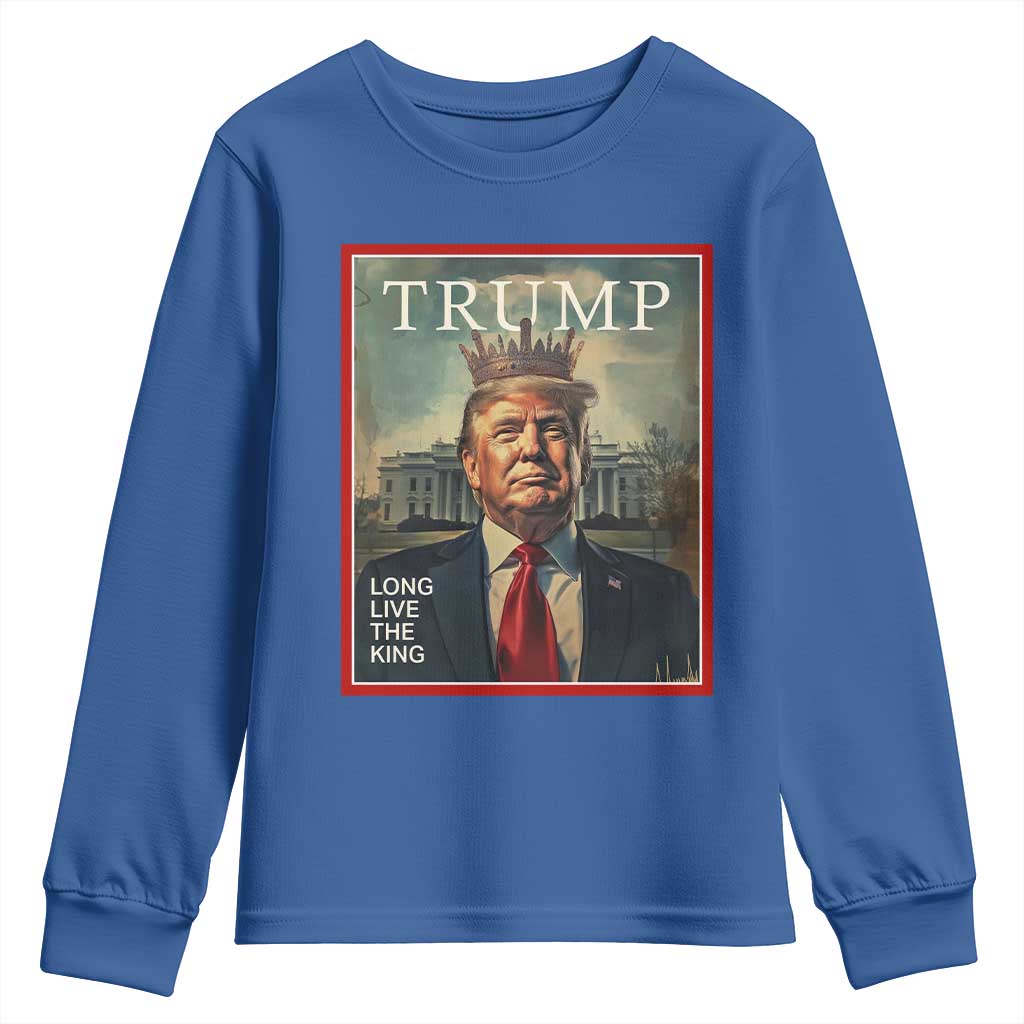 Trump 2025 Youth Sweatshirt Long Live The King Patriotic Graphic TS02 Royal Blue Print Your Wear