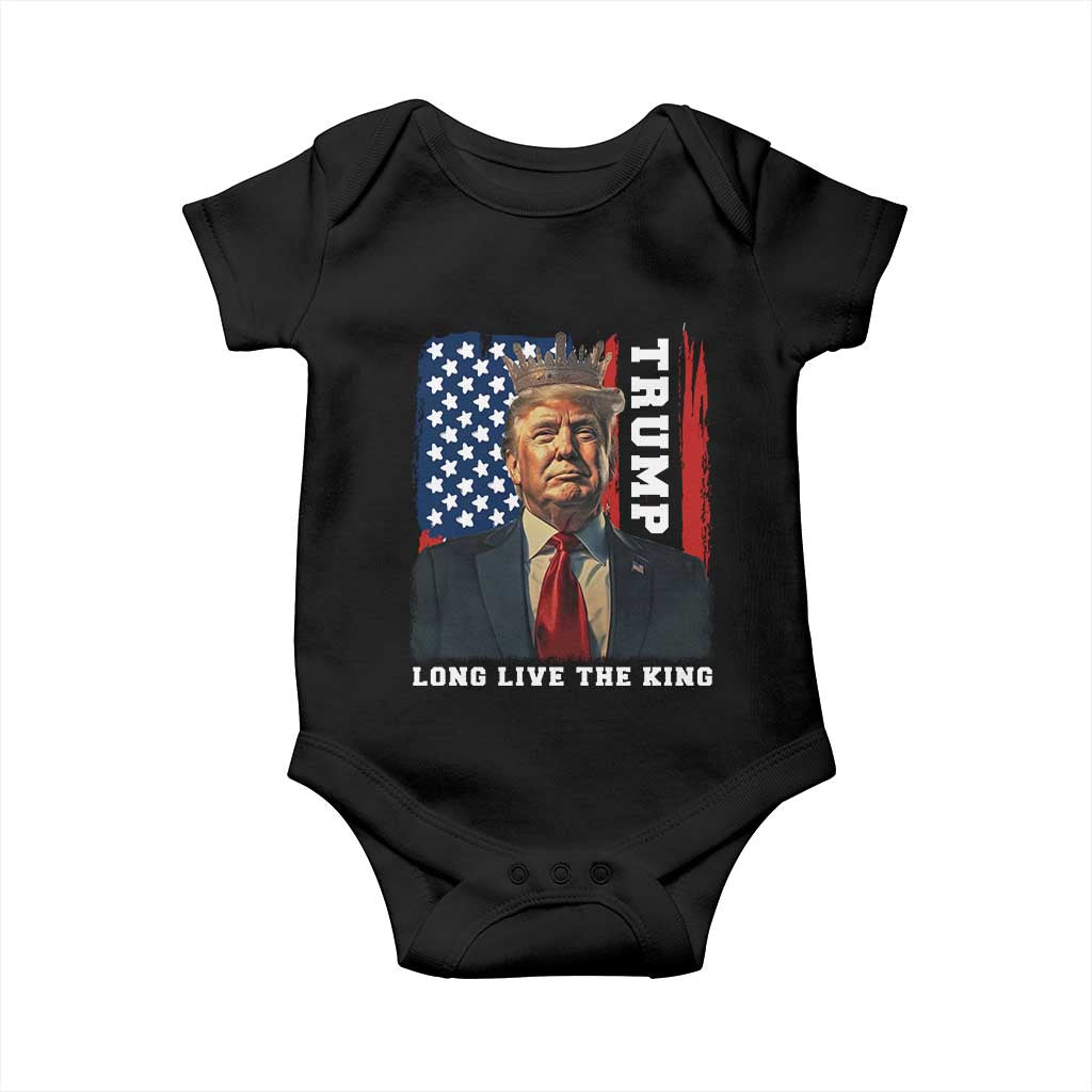 Trump 2025 Baby Onesie President Long Live the King American Flag TS02 Black Print Your Wear