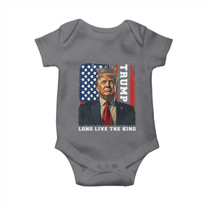 Trump 2025 Baby Onesie President Long Live the King American Flag TS02 Charcoal Print Your Wear