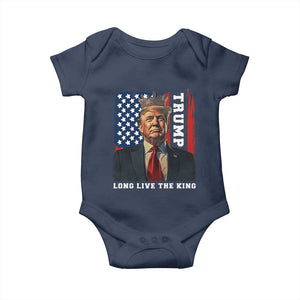 Trump 2025 Baby Onesie President Long Live the King American Flag TS02 Navy Print Your Wear